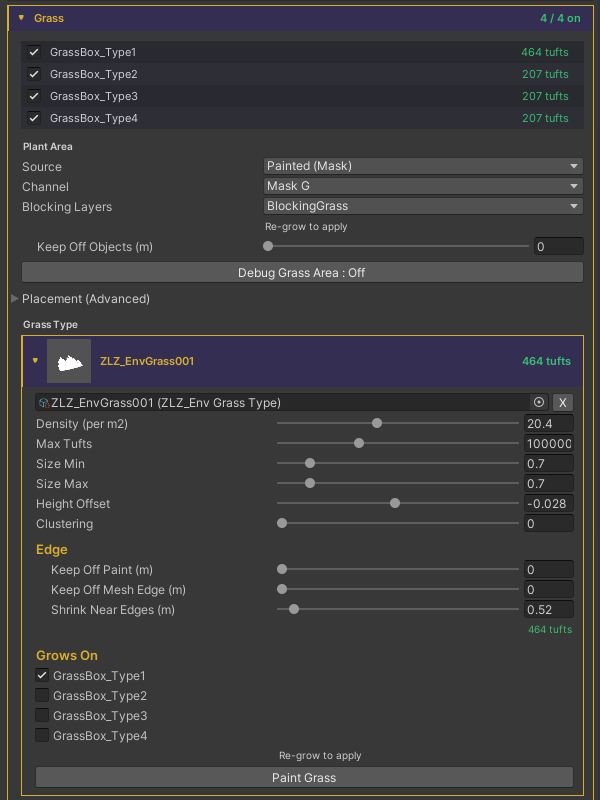 Grass Edges settings